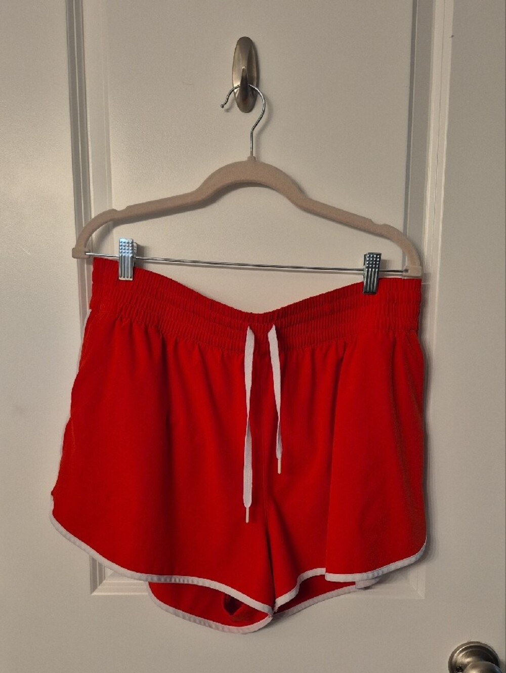 Athleta Red Athletic Shorts with White Trim